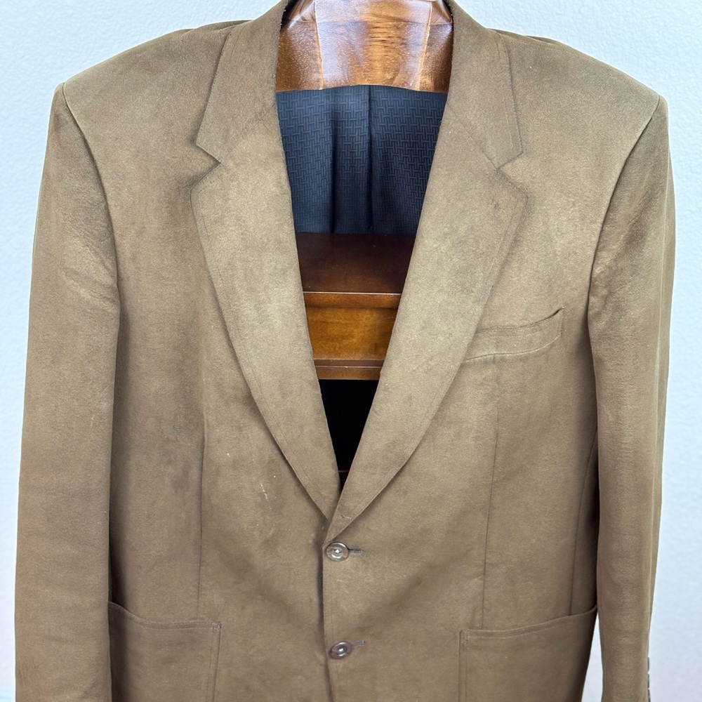 Halston Men's Vintage Halsuede Tan/Brown Pocket 2-Button Suede Sport Coat 40R